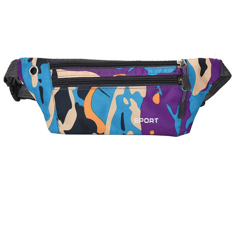 Fanny Pack With Purple And Blue Camouflage Pattern
